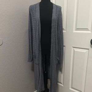 Torrid Long Blue Gray Cable Knit Women's Sweater Cardigan - Size 2 / 2X
